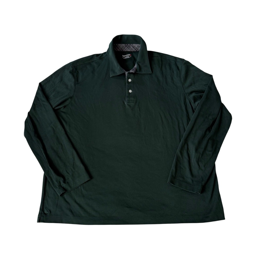 UNTUCKit Long Sleeve Cotton Polo Shirt XL Green Preppy Office Fall Classic